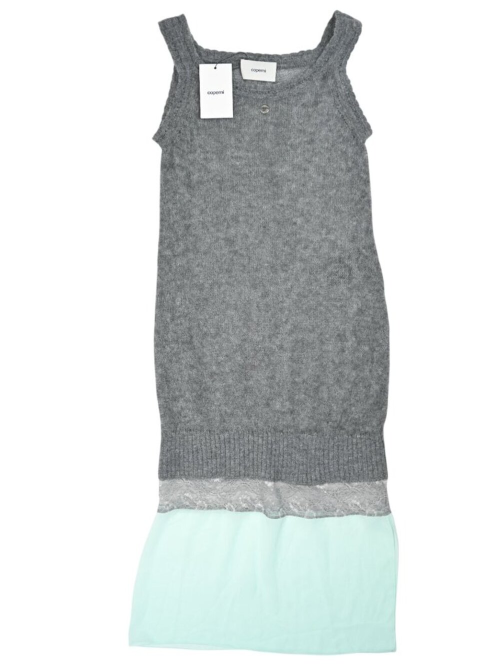 Coperni Wool Blend Multi Layer Knit Slip Dress in Grey